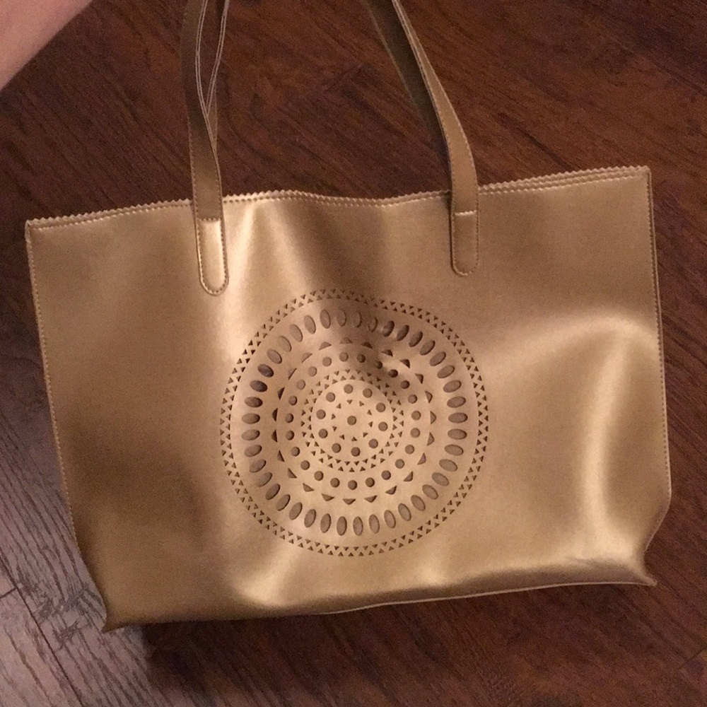 Neiman Marcus Gold Die Cut Tote Sunburst Bag